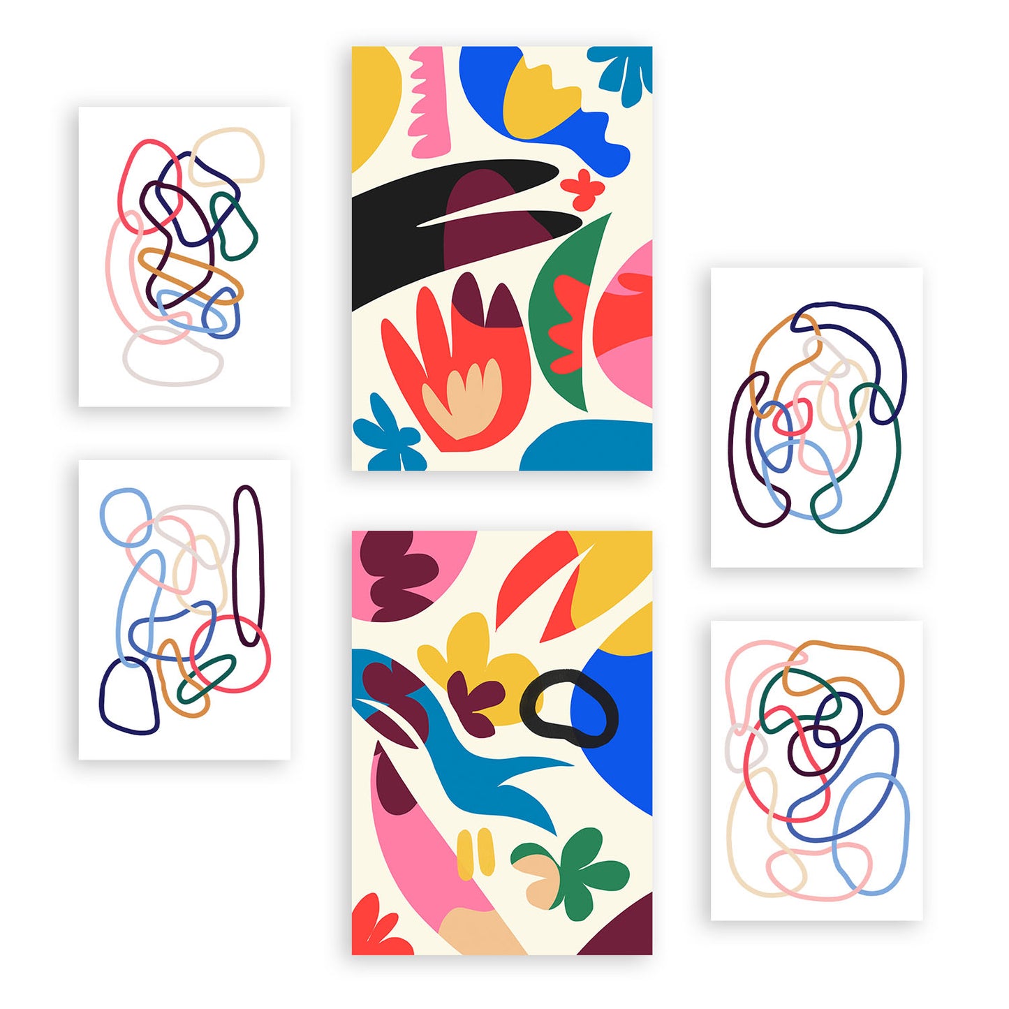 Nacnic Set de 6 Láminas de Flores Abstractas en Turquesa