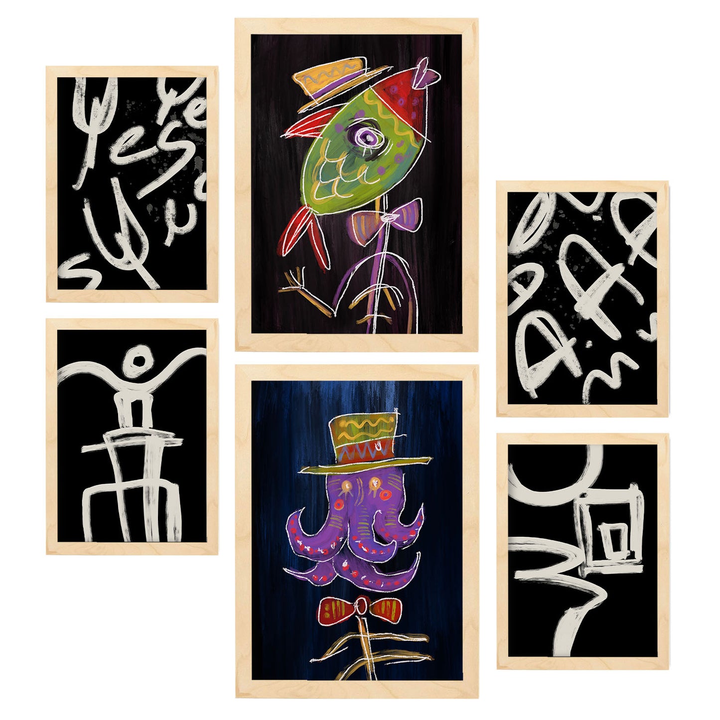 Nacnic Set de 6 Láminas de Animales Resumidos y Estampados Decorativos Estéticos