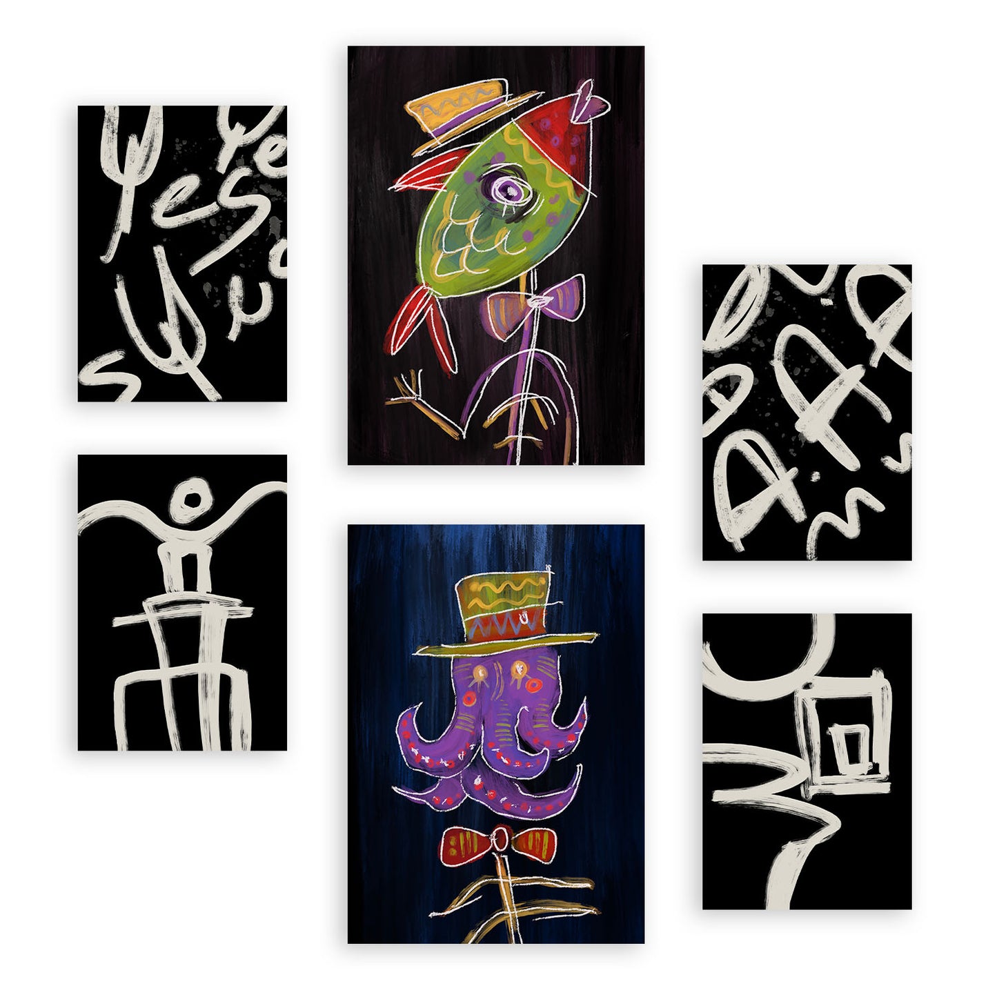 Nacnic Set de 6 Láminas de Animales Resumidos y Estampados Decorativos Estéticos
