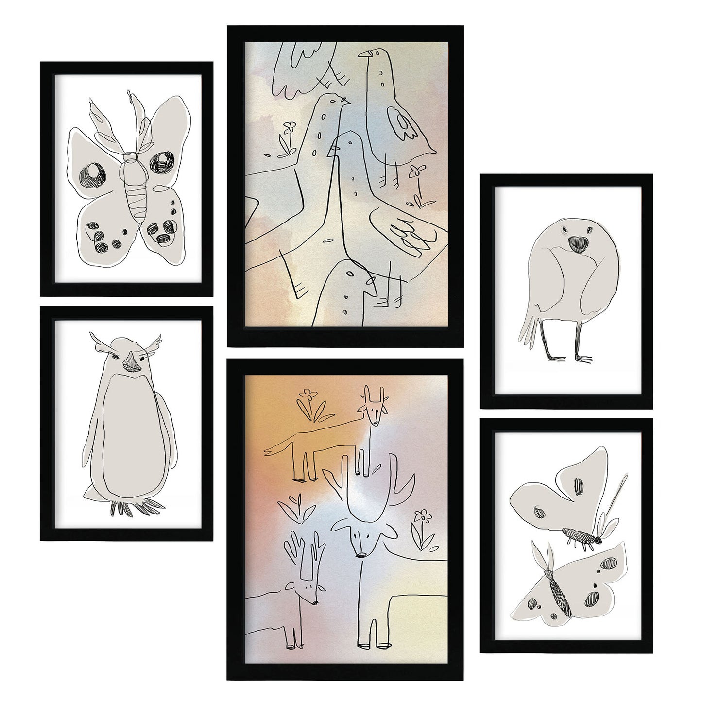 Nacnic Set de 6 Posters Alas de Amor 2 en Resúmenes de Animales