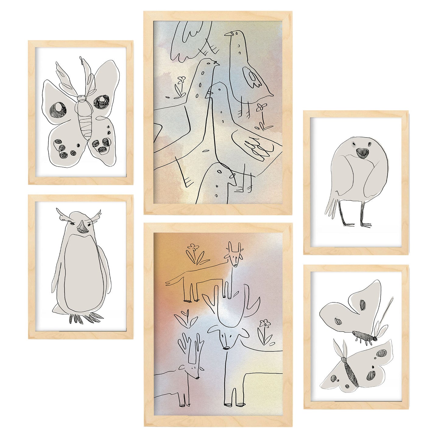 Nacnic Set de 6 Posters Alas de Amor 2 en Resúmenes de Animales