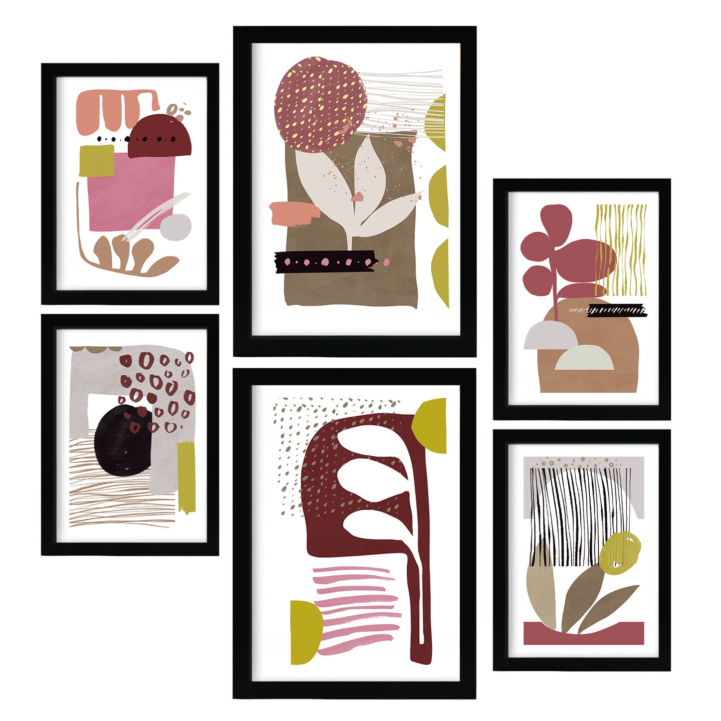 Nacnic Set de 6 Láminas Abstractas de Flores Estampadas