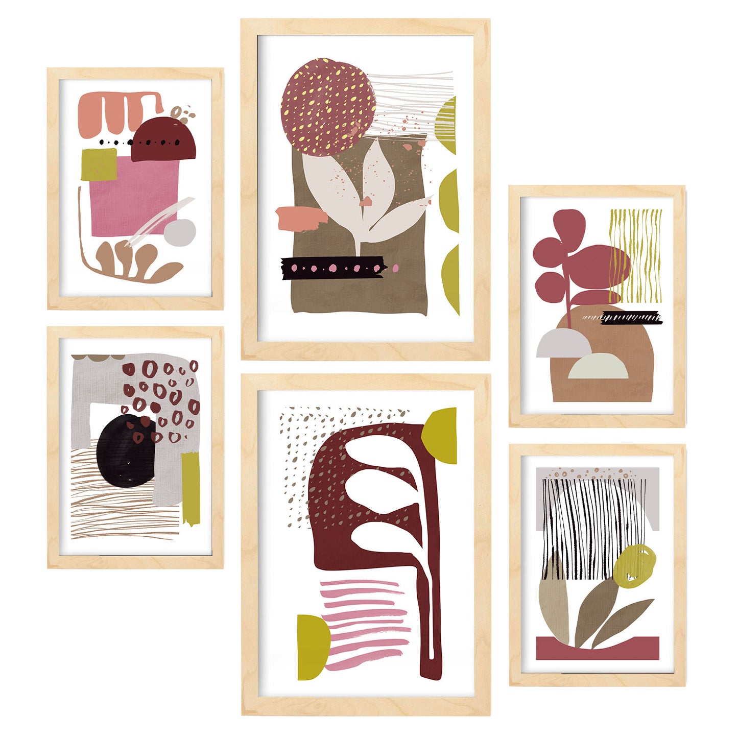 Nacnic Set de 6 Láminas Abstractas de Flores Estampadas