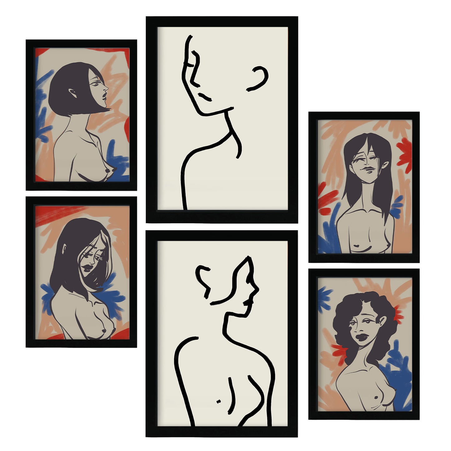 Set de 6 Láminas Nacnic de Físico del Cuerpo en Abstracto Femenino