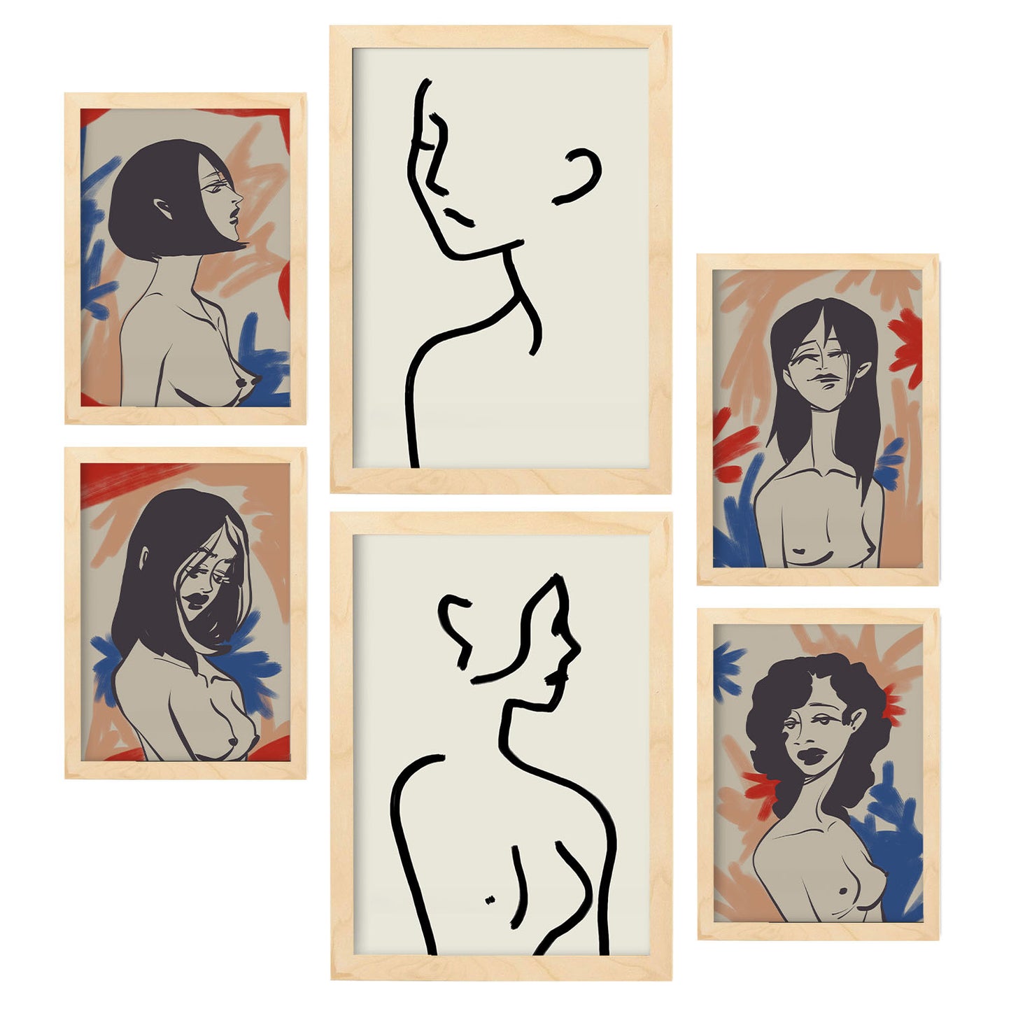 Set de 6 Láminas Nacnic de Físico del Cuerpo en Abstracto Femenino