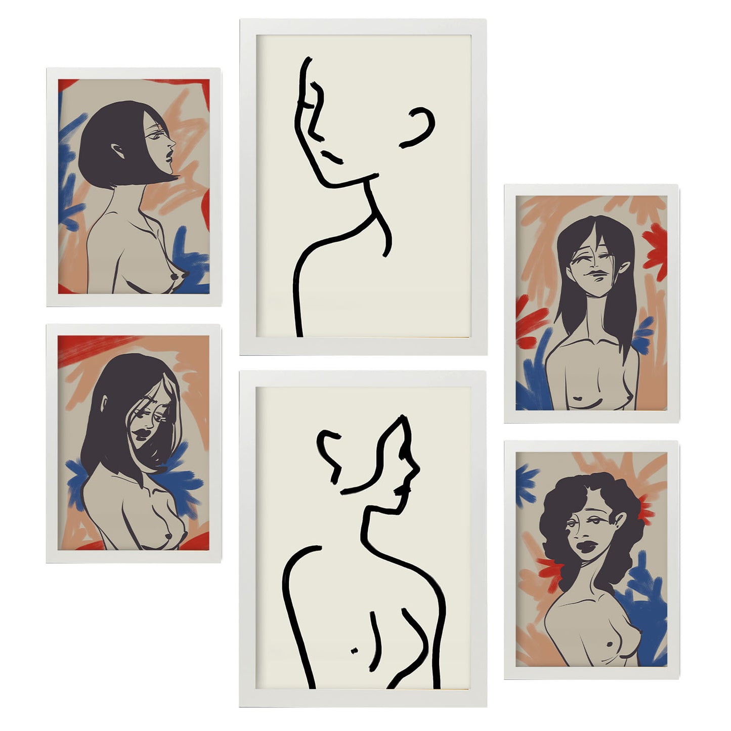 Set de 6 Láminas Nacnic de Físico del Cuerpo en Abstracto Femenino