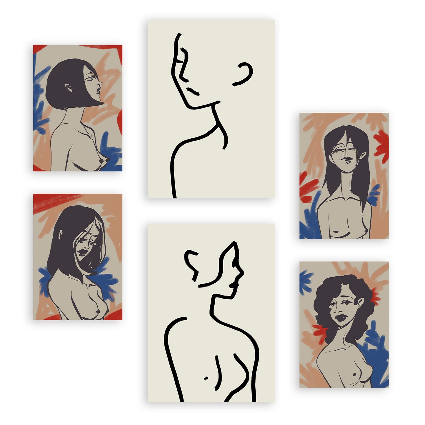 Set de 6 Láminas Nacnic de Físico del Cuerpo en Abstracto Femenino