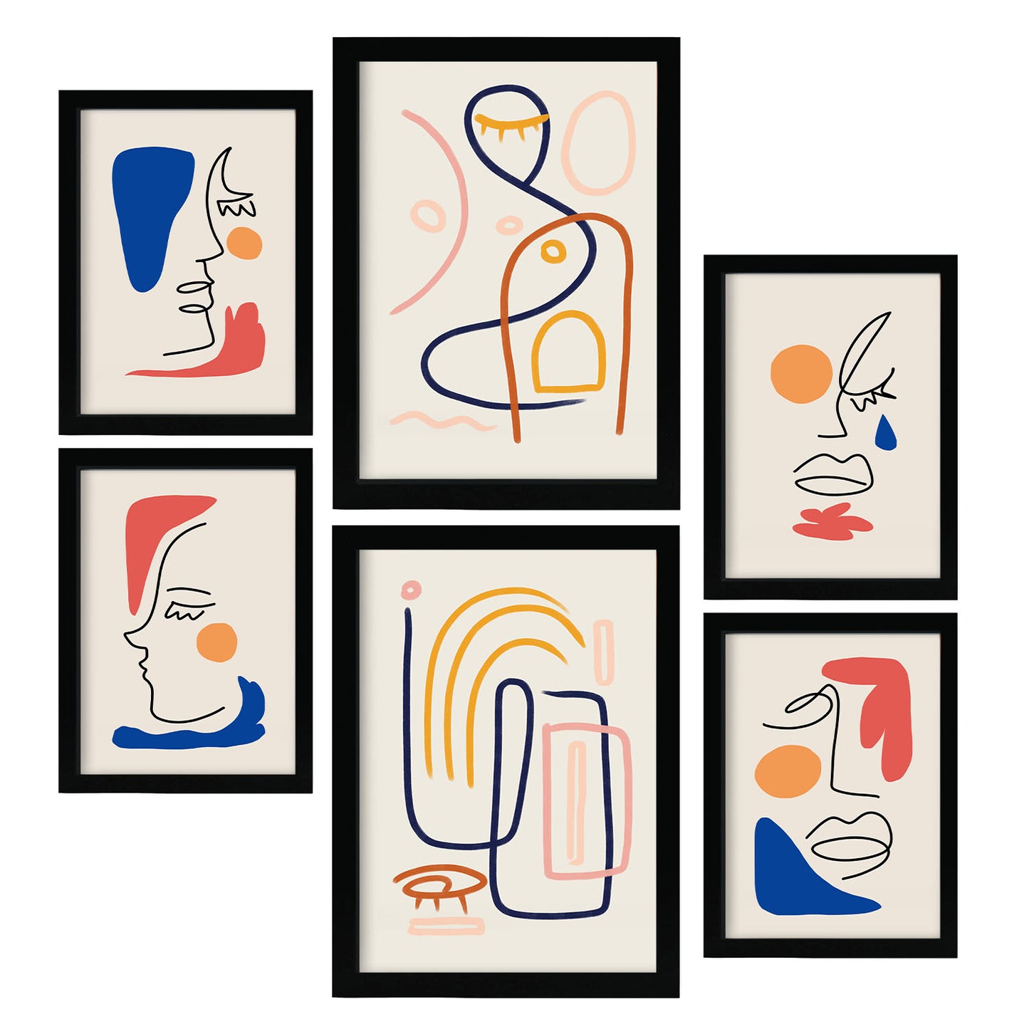 Nacnic Set de 6 Laminas de Arte Jazzy y Abstracto Femenino