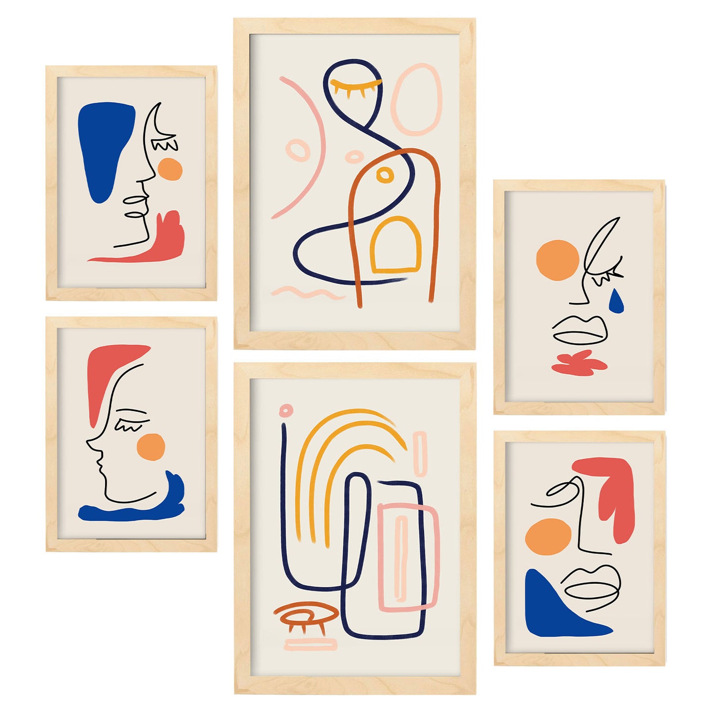 Nacnic Set de 6 Laminas de Arte Jazzy y Abstracto Femenino