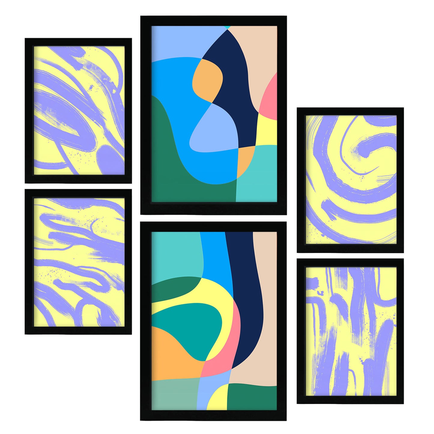 Nacnic Set de 6 Láminas de Artes sin Viento en Colores Resúmenes
