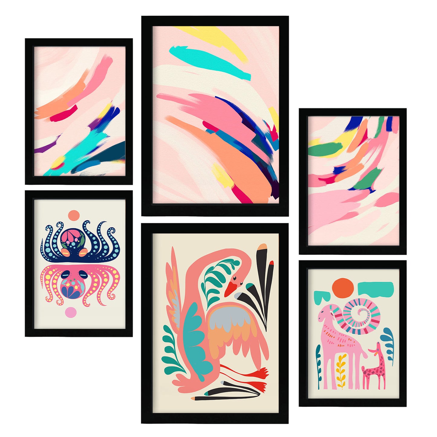 Nacnic Set de 6 Láminas de Arte Abstracto con Animales