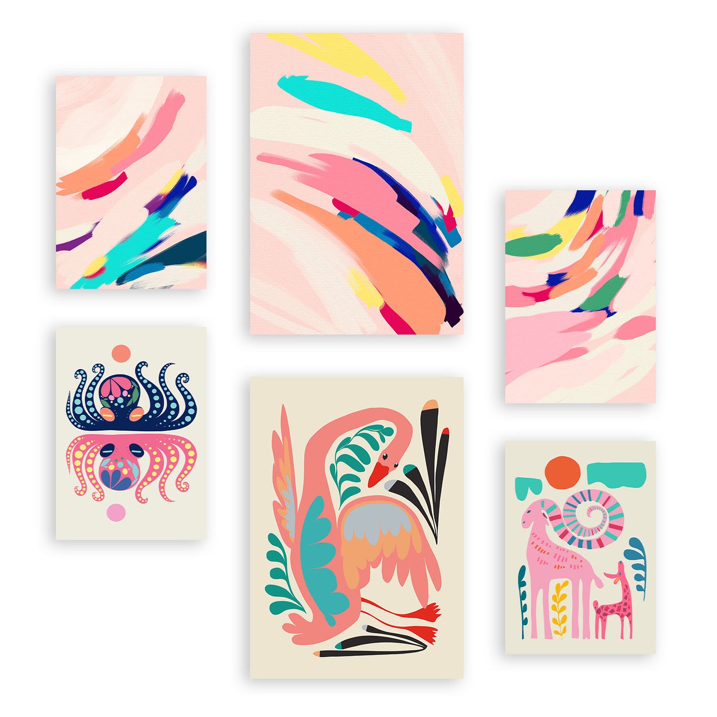 Nacnic Set de 6 Láminas de Arte Abstracto con Animales