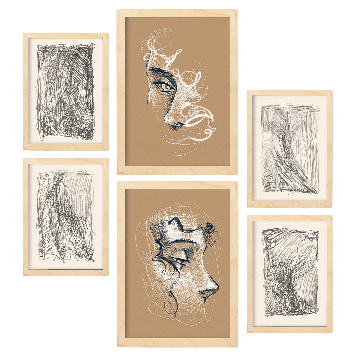 Nacnic Set de 6 Láminas de Artesanía en Abstracto Femenino