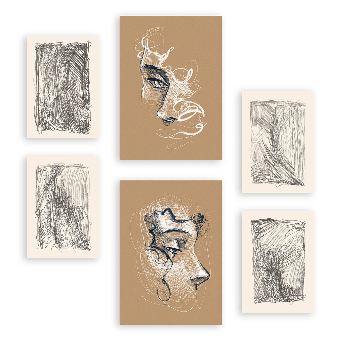 Nacnic Set de 6 Láminas de Artesanía en Abstracto Femenino