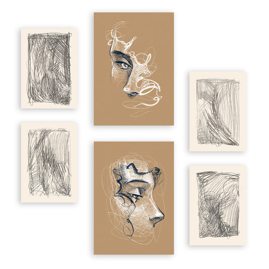 Nacnic Set de 6 Láminas de Artesanía en Abstracto Femenino