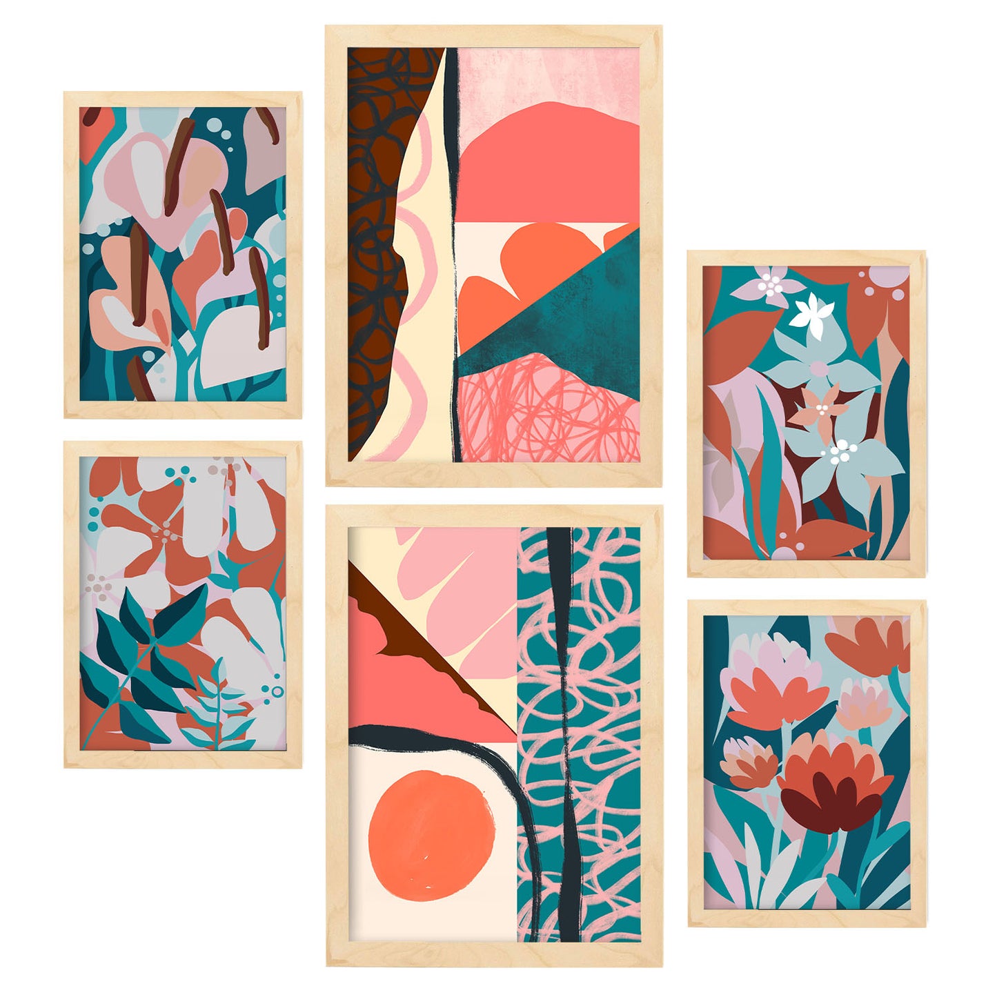 Conjunto Nacnic de 6 Láminas Abstractas de Flores