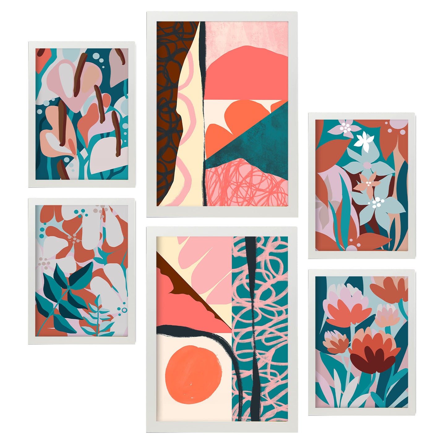 Conjunto Nacnic de 6 Láminas Abstractas de Flores