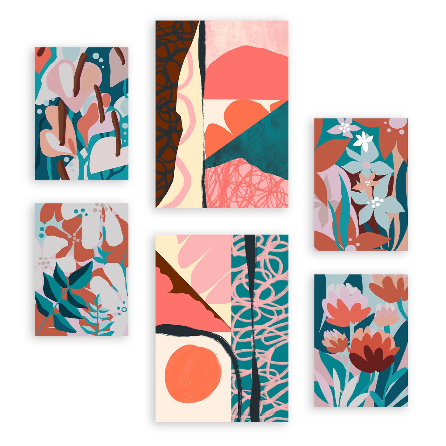 Conjunto Nacnic de 6 Láminas Abstractas de Flores