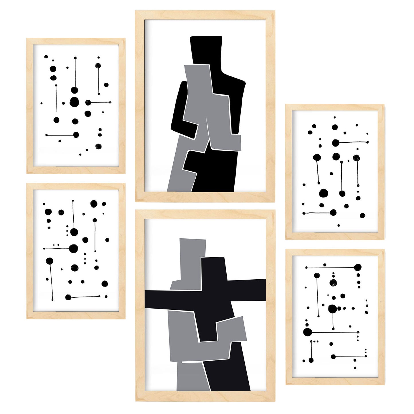 Nacnic Set de 6 Láminas Abstractas en Blanco y Negro