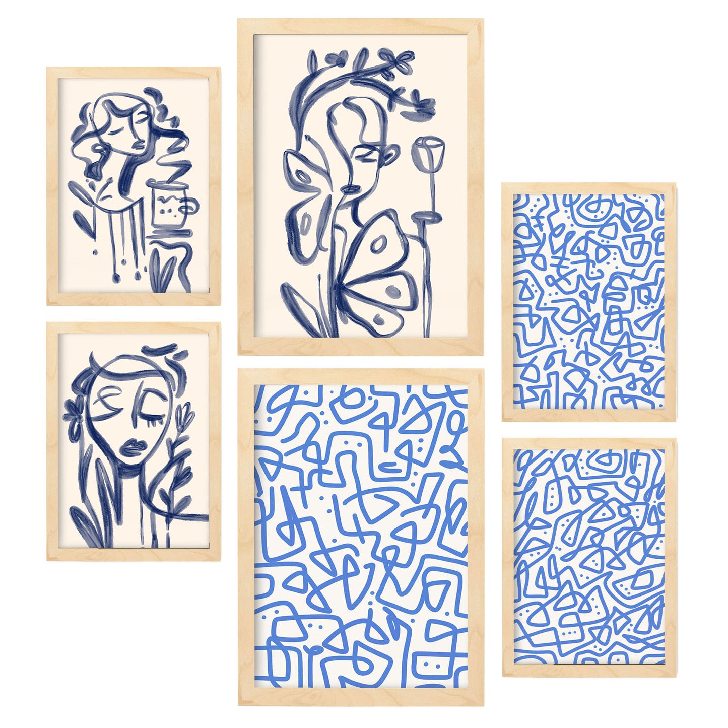 Conjunto de 6 Láminas de Arte Abstracto Femenino Nacnic
