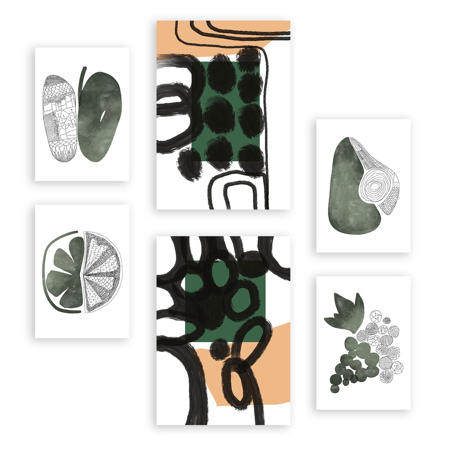 Nacnic Set de 6 Láminas de Verduras de Balas en Abstracto de Flores