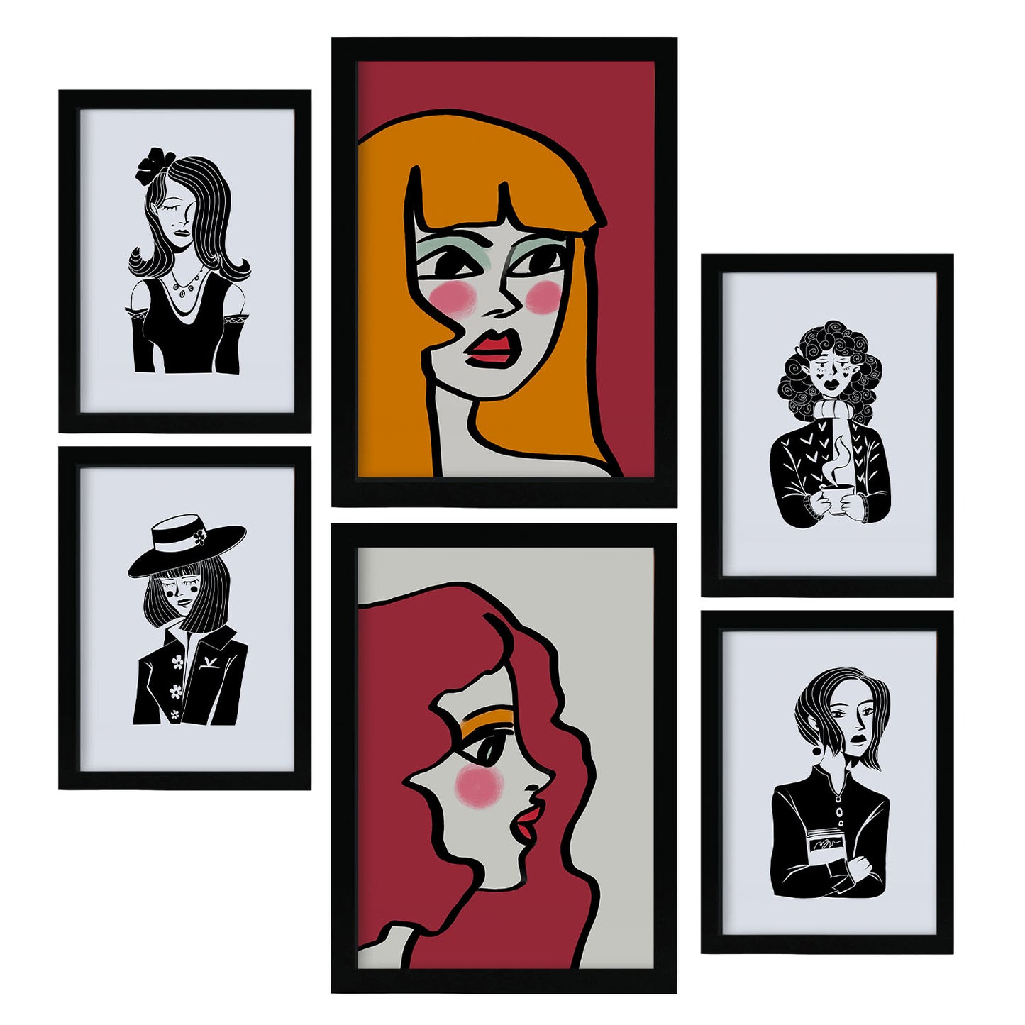 Nacnic Set de 6 Láminas Abstractas de Belleza Femenina