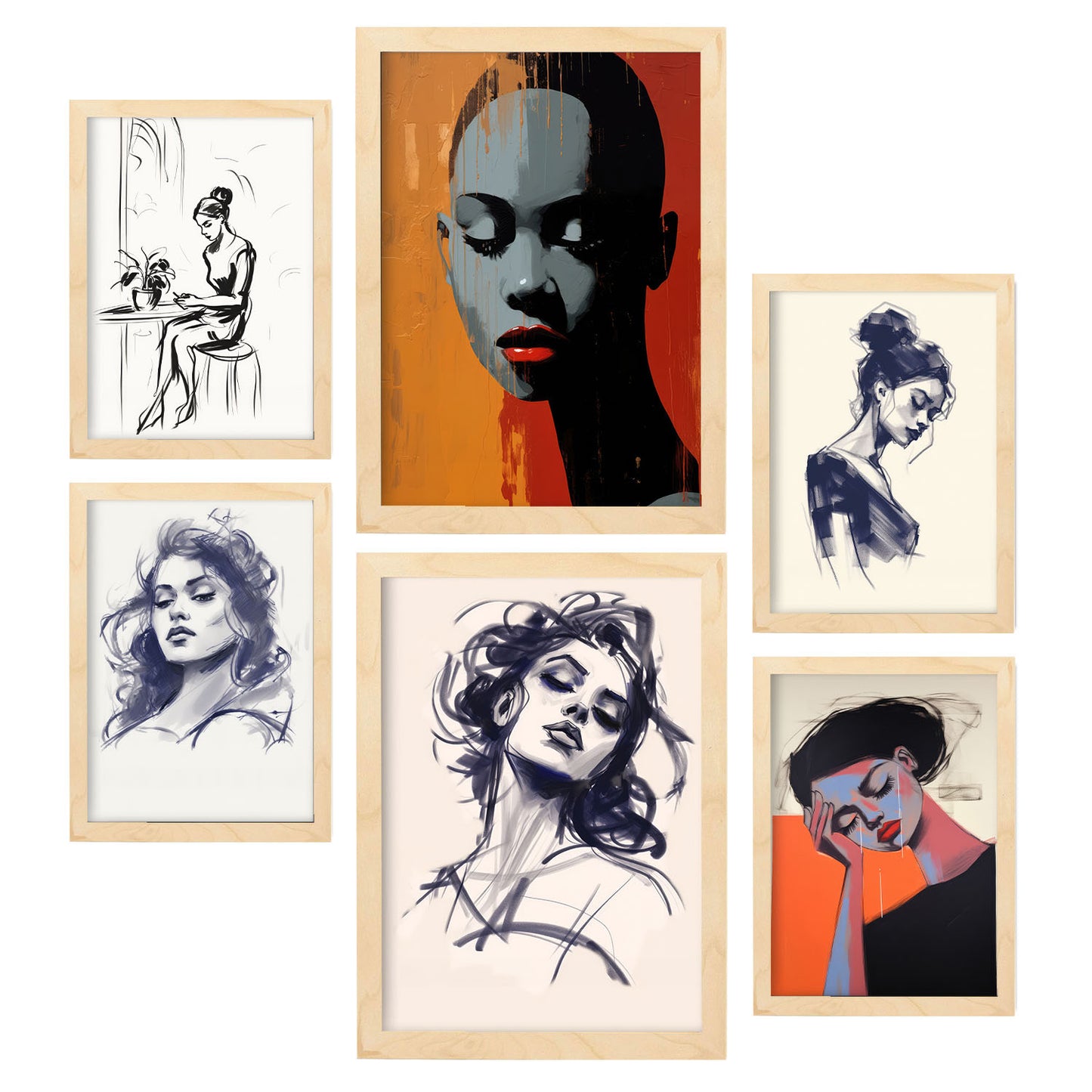 Nacnic Set de 6 Posters Seductores de Damas Estampados Decorativos