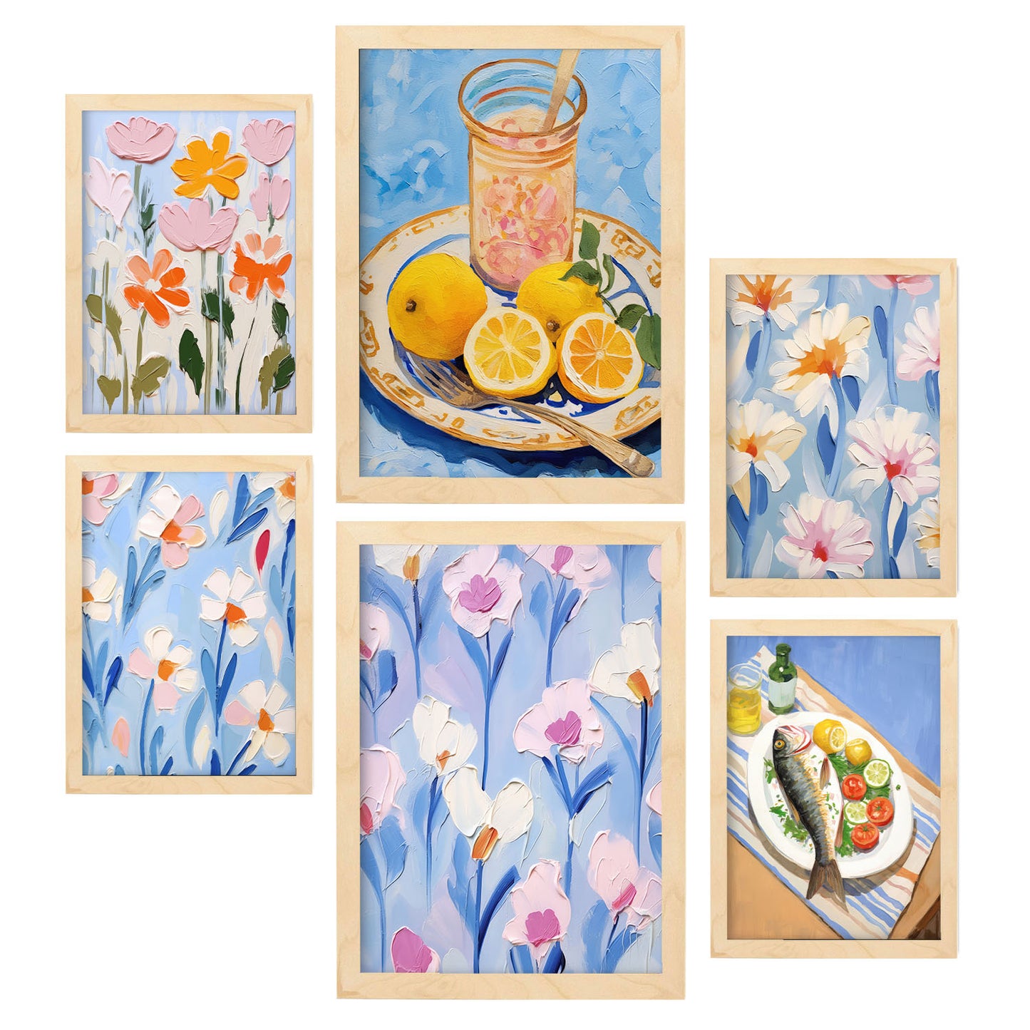 Nacnic Set de 6 Láminas Verano Azul de Amantes de la Comida