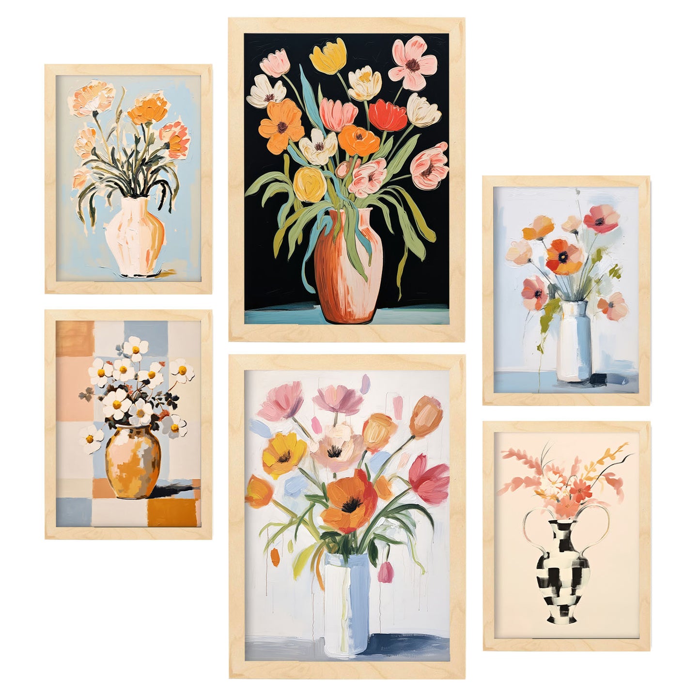 Nacnic Set de 6 Láminas de Jarrones de Flores