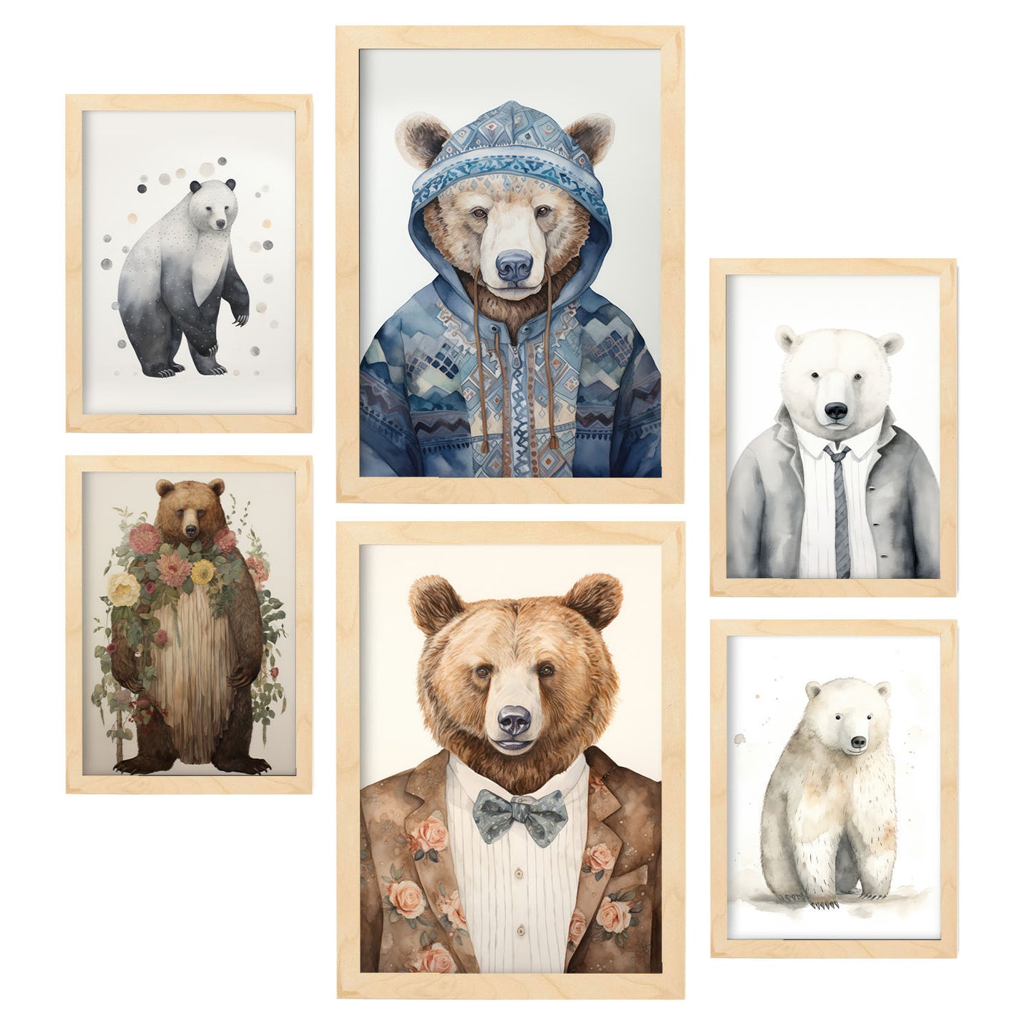 Nacnic Set de 6 Láminas de Trajes de Oso para Guardería