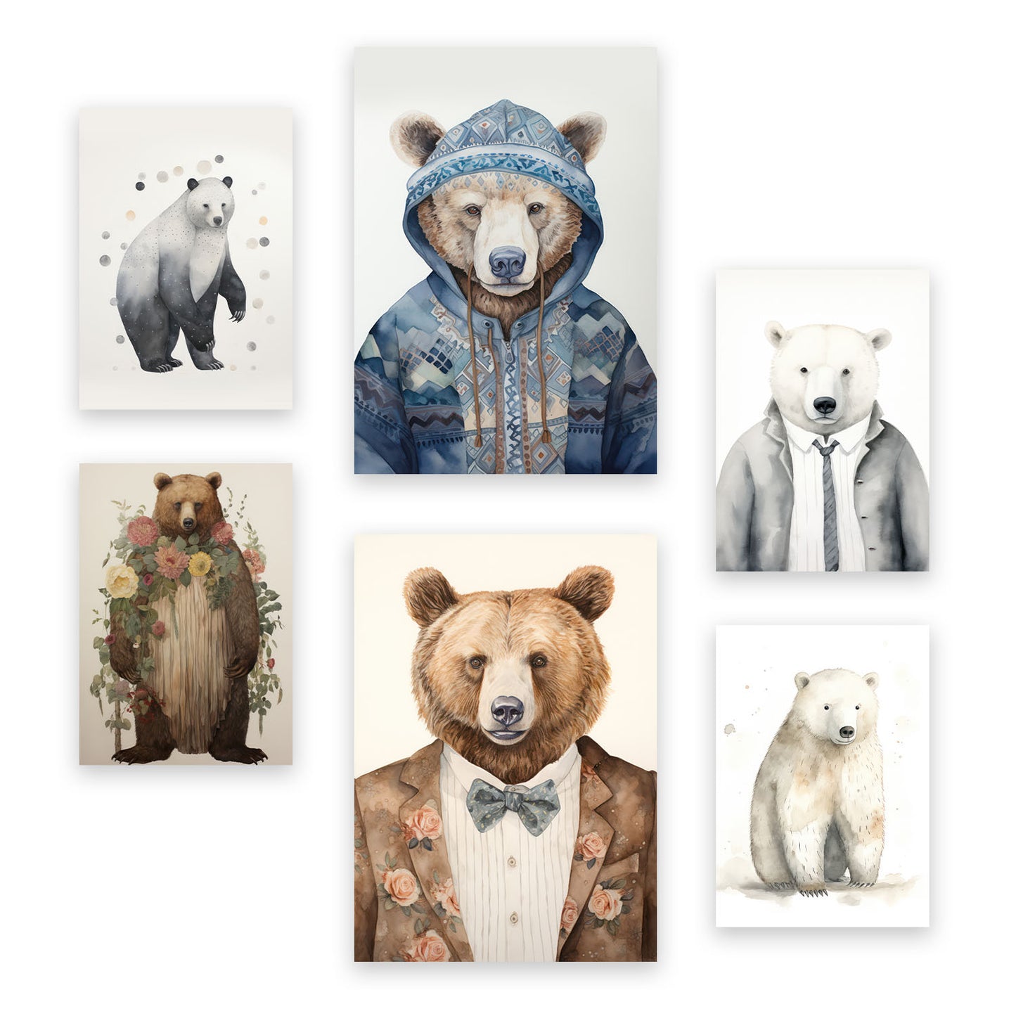 Nacnic Set de 6 Láminas de Trajes de Oso para Guardería