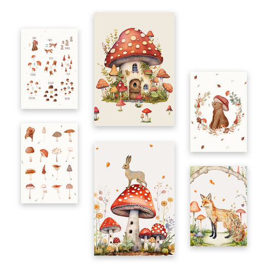 Nacnic Set de 6 Láminas de Fantasía de Hongos y Guardería