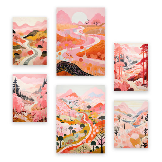 Nacnic Set de 6 Posters de Caricatura Rosa para Guardería y Hogar