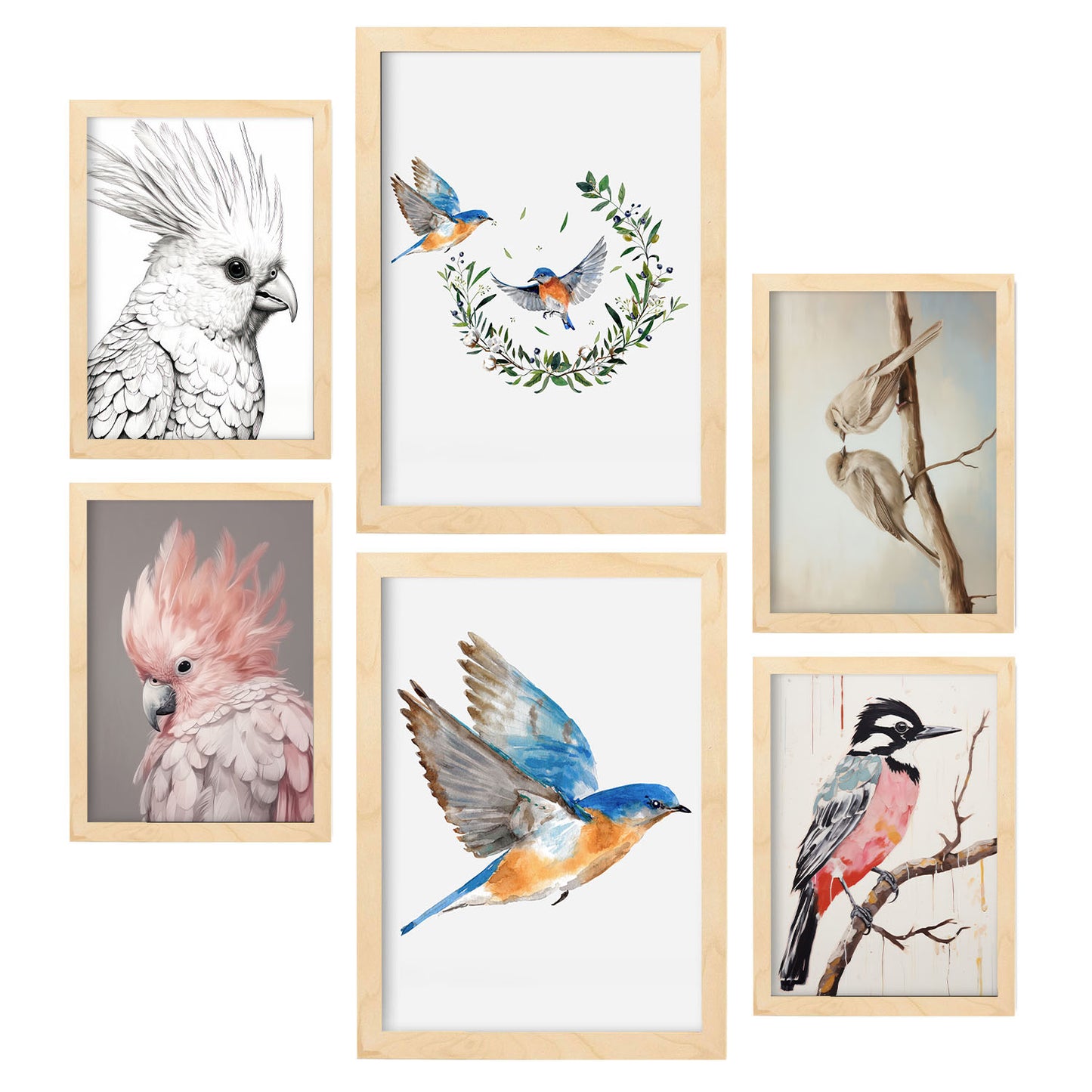 Nacnic Set de 6 Laminas de Colecciones de Aves