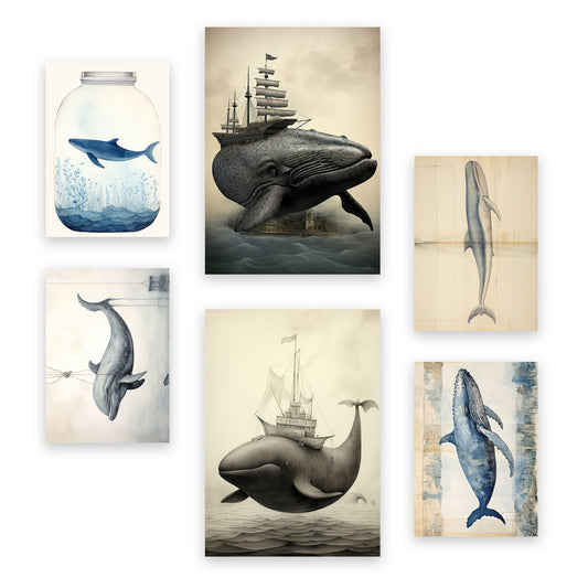 Set de 6 Láminas de Ballenas Nacnic y Guardería