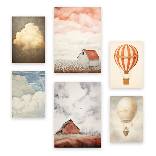 Nacnic Set de 6 Láminas Sueño del Cielo Naranja y Guardería