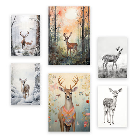 Nacnic Set de 6 Láminas de Ciervos para Guardería y Hogar