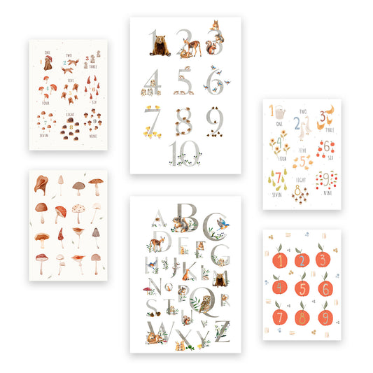 Nacnic Set de 6 Láminas de Contando Números en Huellas de Guardería