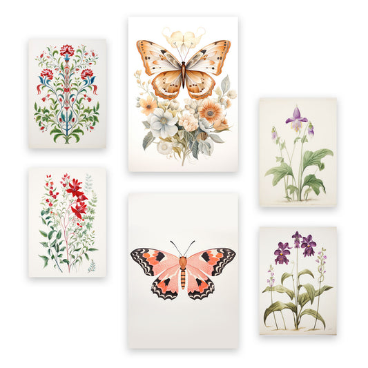 Nacnic Set de 6 Láminas de Flores y Mariposas