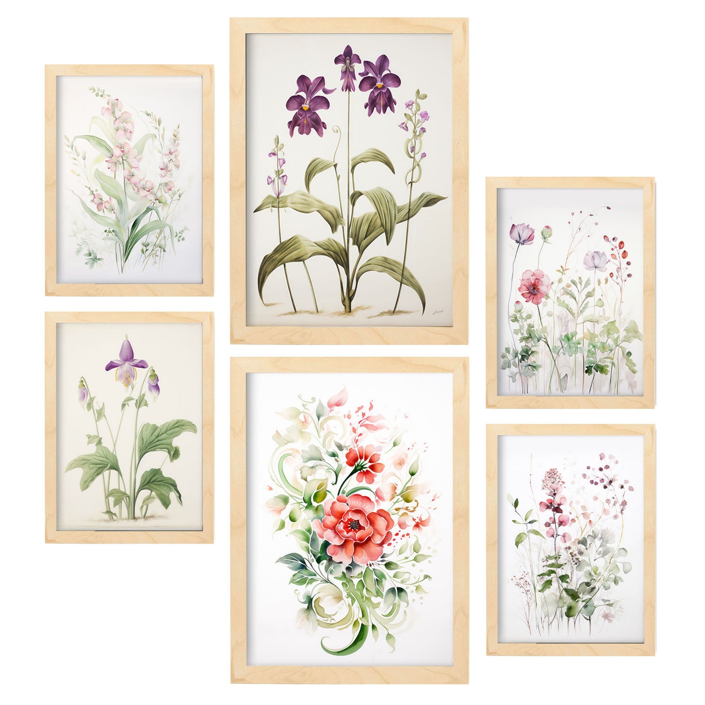 Nacnic Set de 6 Láminas de Orquídeas y Clavel