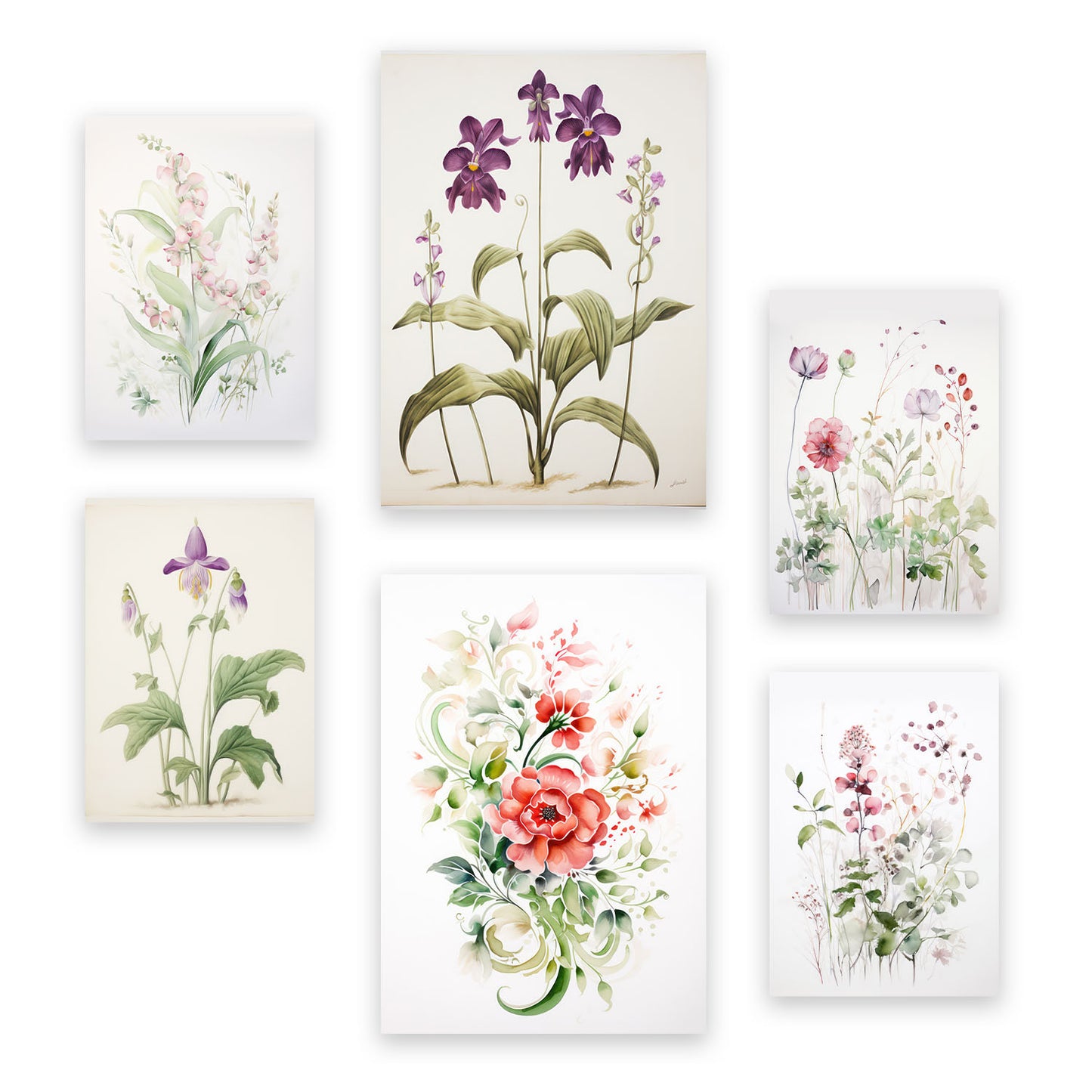 Nacnic Set de 6 Láminas de Orquídeas y Clavel