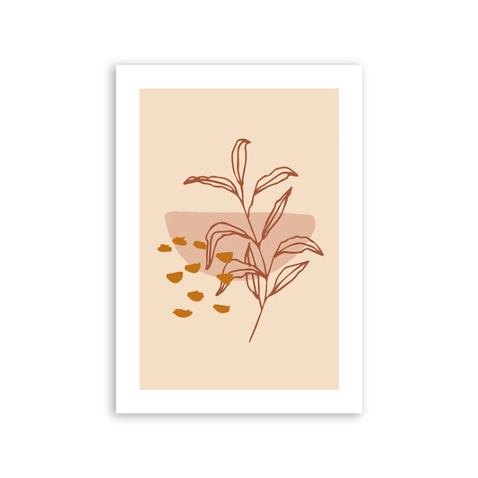 Lamina Nacnic de Arte de Plantas Modernas en Marrón