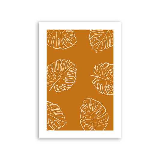 Lámina Nacnic Hojas Doradas en Marrón Moderno