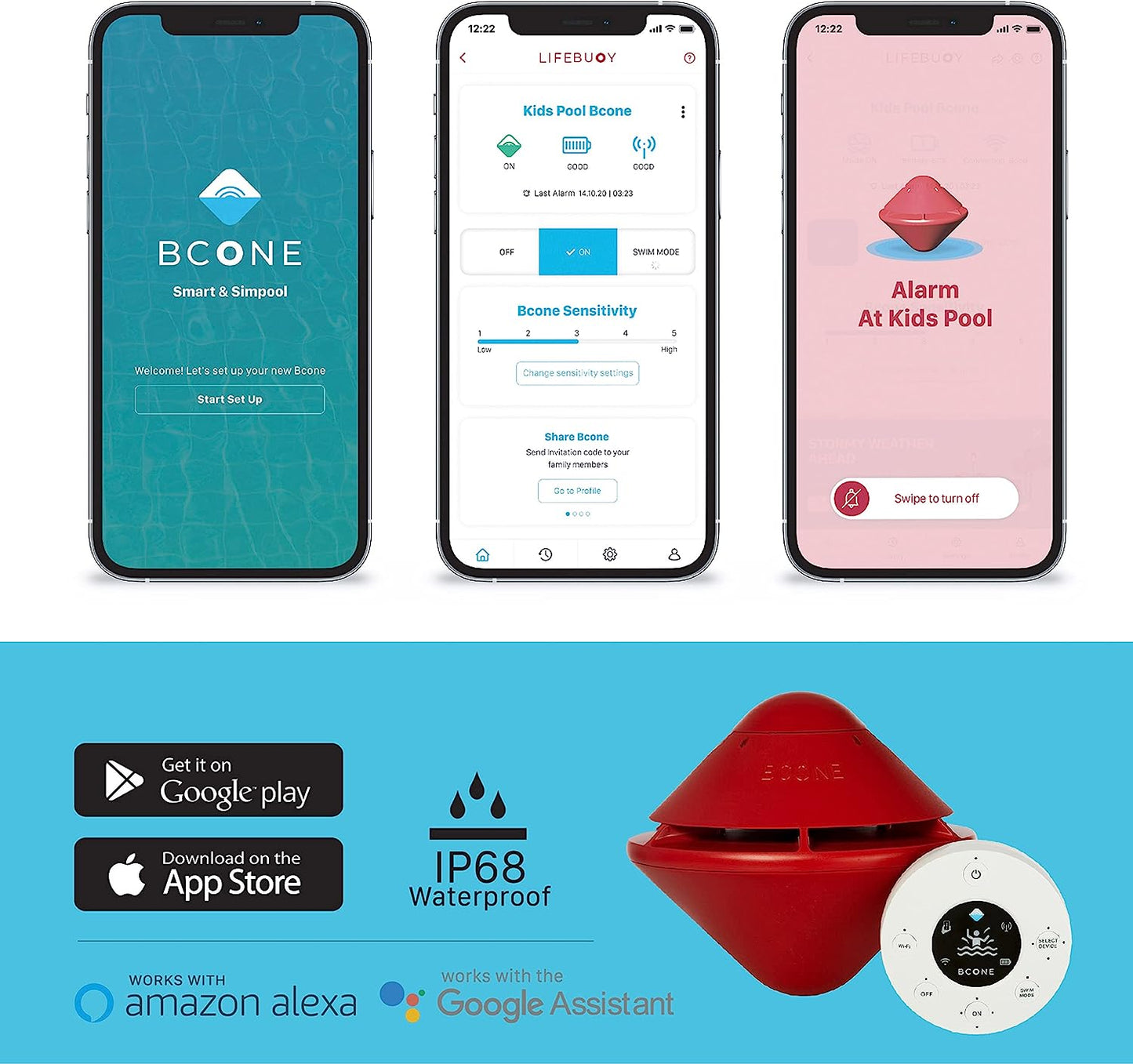 Sistema de Alarma Inteligente para Piscina con Boya Extra nacnic, Compatible con Alexa y Google Assistant, Control por App, Poster