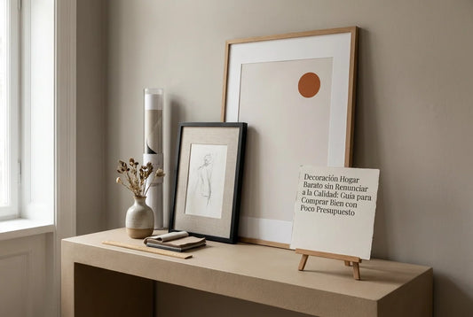 Professional header image for educational tutorial: Decoración Hogar Barato sin Renunciar a la Calidad: Guía ...