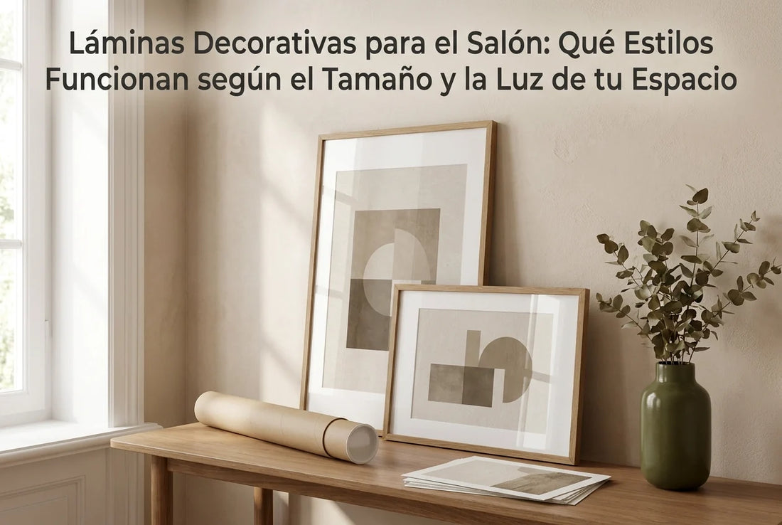 Professional header image for educational tutorial: Láminas Decorativas para el Salón: Qué Estilos Funcionan ...