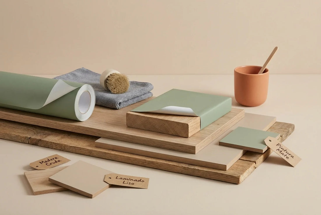 Professional header image for industry analysis: Vinilos Adhesivos para Muebles: Qué Superficies Funcionan...