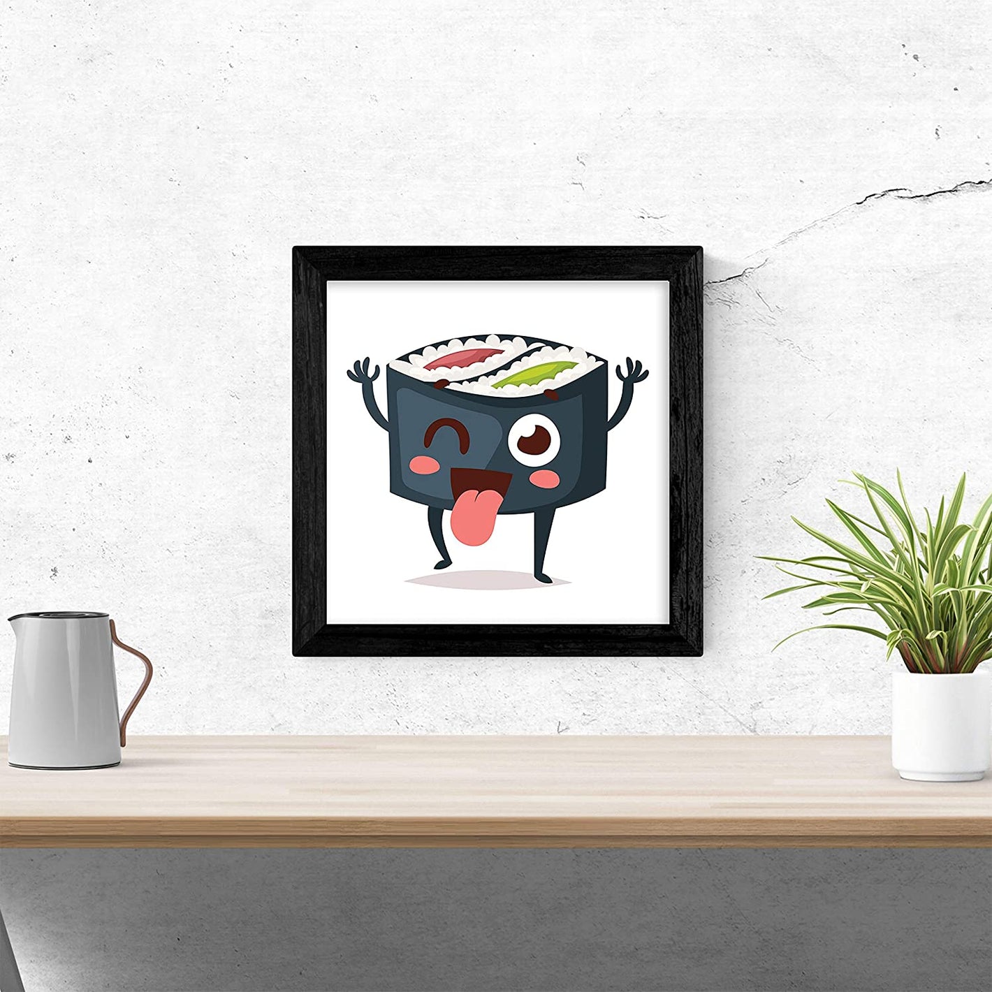 Imagen principal de la colección de Láminas Sushi: Una ilustración detallada de un plato de sushi con diferentes tipos de rollos y nigiri, acompañados de wasabi y jengibre. Los colores vibrantes y la textura realista hacen que la imagen parezca casi real