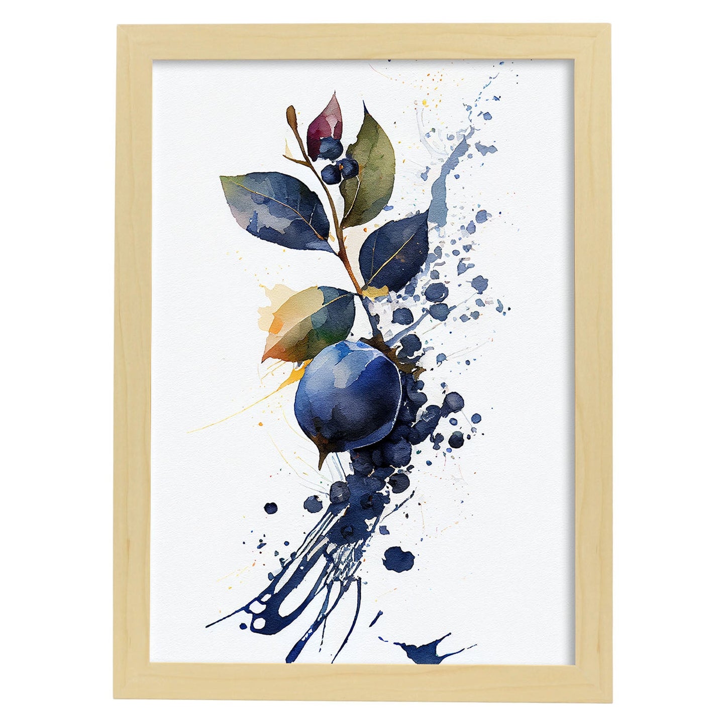 Nacnic minimalist Blueberry_1. Aesthetic Wall Art Prints for Bedroom or Living Room Design.-Artwork-Nacnic-A4-Marco Madera Clara-Nacnic Estudio SL