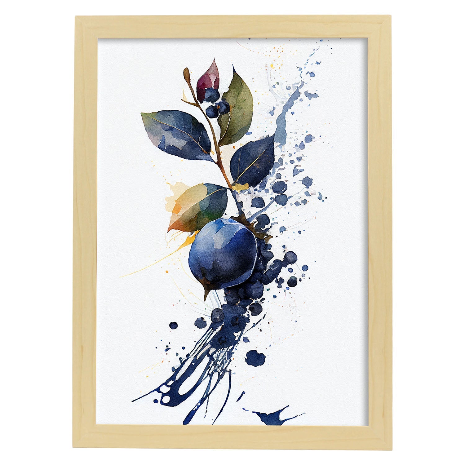 Nacnic minimalist Blueberry_1. Aesthetic Wall Art Prints for Bedroom or Living Room Design.-Artwork-Nacnic-A4-Marco Madera Clara-Nacnic Estudio SL